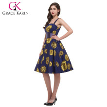 Grace Karin Belle Couleurs Nouvelle Longueur au genou Printed Vintage Style Robes CL6293-4 #